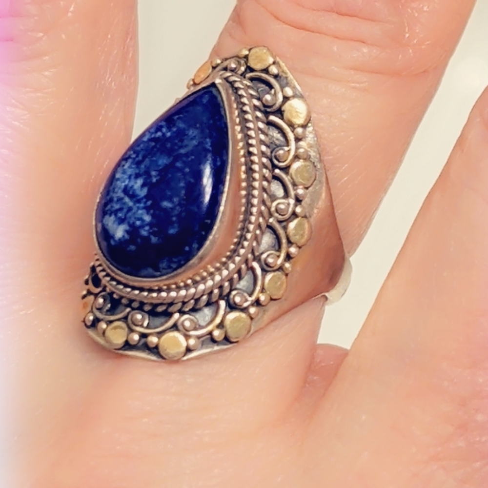 Dyed Corundum Sterling Gemstone Ring